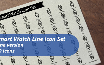 Smart Watch Line Icon Set Template