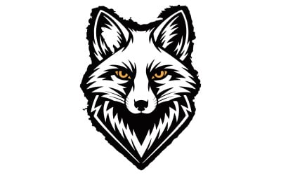Black and white vector illustration of a fox head