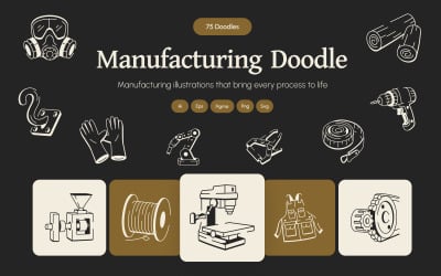 Manufacturing Doodle Icon Set