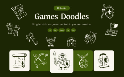Modern Game Doodle Icon set