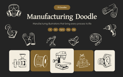 Набор иконок Doodle для производства