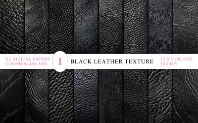 Luxury Black Leather Textures Pack | Realistic Black Leather Texture | Black Leather Digital Papers