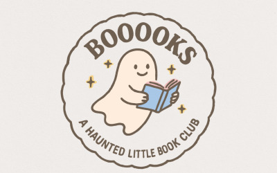 Booooks Haunted Little Book Club PNG, Cute Ghost PNG for Spooky Season, Halloween Reading, Book
