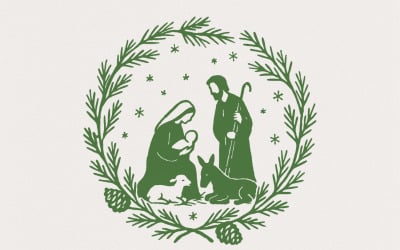 Christian Christmas Nativity Scene PNG, Holy Family, Baby Jesus, Religious Christmas Digital