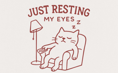 Just Resting My Eyes Cat PNG, Funny Cat Digital Download, Sleeping Cat Clipart, Cute Cat Art, Cat