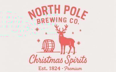 North Pole Brewing Co. Christmas Spirits PNG, Reindeer Holiday PNG, Vintage Christmas Bar, Funny