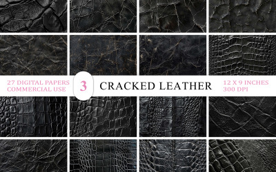 Black Alligator &amp;amp; Vintage Cracked Leather Texture Black Cracked &amp;amp; Crocodile Leather Texture