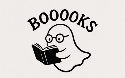 Booooks Ghost Reading PNG, Cute Halloween Book Lover PNG, Funny Bookish Shirt, Spooky Digital