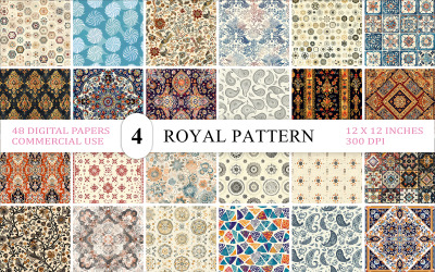 Elegant Vintage Pattern Set | Royal Ethnic Seamless Pattern | Seamless Multicultural Pattern