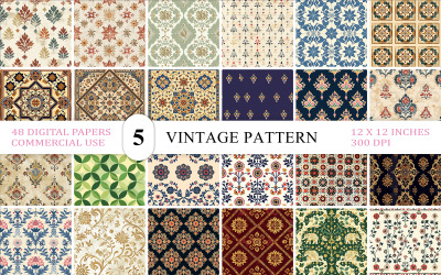Floral &amp;amp; Tile Inspired Seamless Pattern Seamless Multicultural Pattern Elegant Vintage Pattern