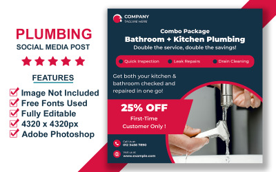 Handyman Plumbing Service Promotion Template for Social Media Marketing Campaigns