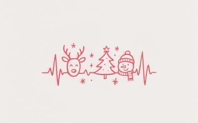 Heartbeat Christmas PNG, Cute Reindeer Snowman and Christmas Tree, Minimalist Holiday Shirt PNG,