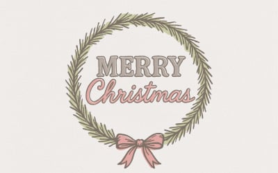 Merry Christmas Wreath PNG, Holiday Digital Download, Christmas Clipart, PNG for Sublimation,
