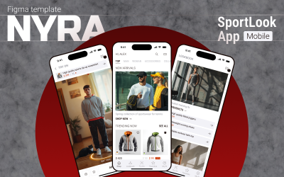 Приложение NYRA SportLook — шаблон пользовательского интерфейса мобильного приложения
