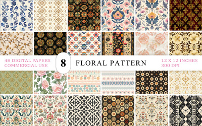 Seamless Vintage Pattern Backgrounds | Floral &amp;amp; Ornamental Seamless Pattern Bundle