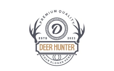 Deer Hunter Logo Forest Animal Design V3