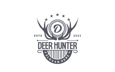 Deer Hunter Logo Forest Animal Design V5