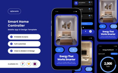 HeyHomi – Smart Home Controller-App-Benutzeroberfläche mit Neon-Akzent