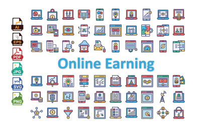 Iconos vectoriales de ganancias en línea: visualice sus ingresos digitales con estilo