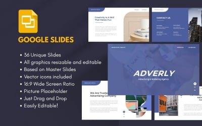 ADVERLY – Mall för Google-presentationer för reklam- och marknadsföringsbyrå