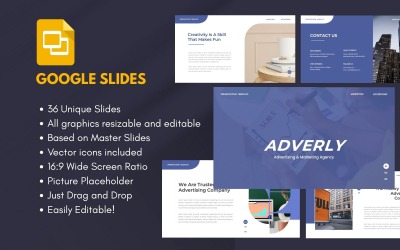 ADVERLY – Plantilla de Google Slides para Agencia de Publicidad y Marketing