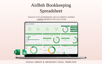 Airbnb Bookkeeping Spreadsheet Template | Excel and Google Sheets