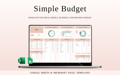 Easy Budget Planner for Personal Finance Tracking for Google Sheets and Excel