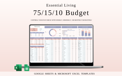 75/15/10 Budget Spreadsheet Template | Excel and Google Sheets