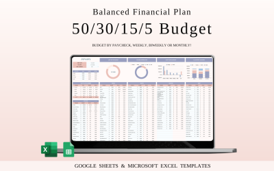 Modèle de feuille de calcul budgétaire 50/30/15/5 | Excel et Google Sheets