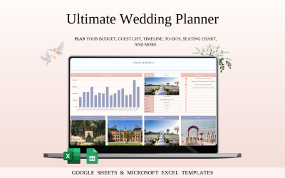 Modèle de feuille de calcul pour planificateur de mariage pour Google Sheets et Excel