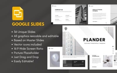 PLANDER Minimalistyczny szablon Google Slides