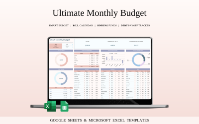 Ultimate Monthly Budget Spreadsheet Template Excel and Google Sheets