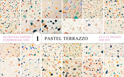 Terrazzo Design Paper Pack | Abstract Pastel Terrazzo Pattern | Soft Abstract Terrazzo Texture Pack