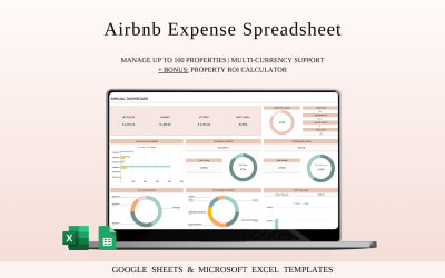 Airbnb Expense Spreadsheet Template | Excel and Google Sheets