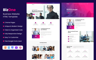 BizOne - HTML-sjabloon voor zakelijke website
