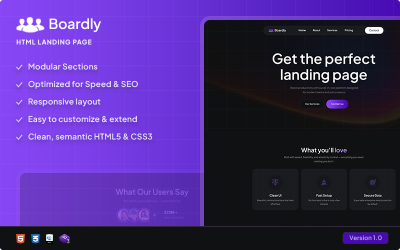 Boardly – HTML-landingspaginasjabloon