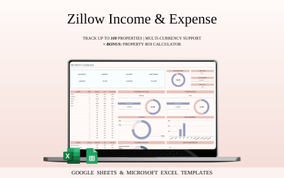 Excel ve Google E-Tablolar için Ev Sahipleri ve Emlak Yöneticileri için Zillow Gelir ve Gider Tablosu
