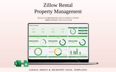 Zillow 物业管理 | 收入和支出追踪器 | Excel 和 Google 表格模板