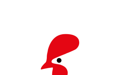Design del logo con stemma di pollo rosso vibrante per l&amp;#39;identità del marchio di pollame