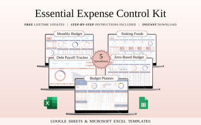 Kit essenziale per il controllo delle spese | Modelli di fogli di calcolo Excel e Google Sheets
