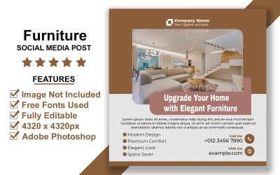 Office Furniture Promotion Social Media Post PSD Template for Workstation Ads