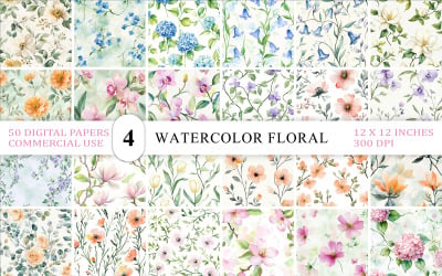 Pastel Watercolor Floral Patterns | Delicate Pastel Watercolor Flower Backgrounds | Soft Pastel