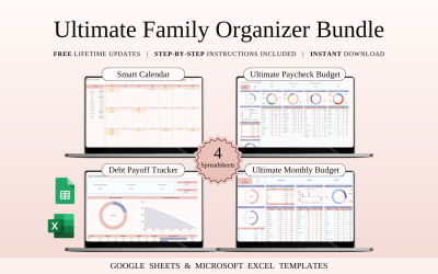 Ultimate Family Organizer Bundle  | Spreadsheet Templates Excel and Google Sheets