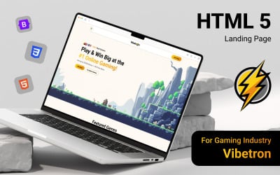 Vibetron - игровой шаблон целевой страницы Bootstrap HTML5