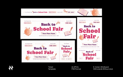 Billet pour la foire de la rentrée scolaire moderne