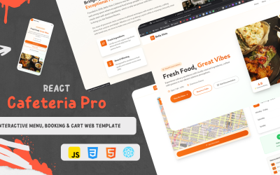 Cafeteria Interactive Menu, Booking and Cart Web Template