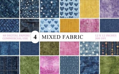 Colorful Fabric Texture | Mixed Fabric Texture | Denim, Linen &amp;amp; Embroidered Fabric Background