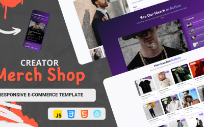 Creator Merch Shop – Branded, Responsive e‑Commerce Template with Videos & Cart
