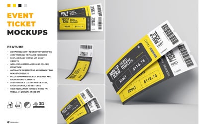 Event Ticket Mockup Sets Design