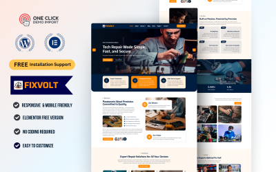 FixVolt Tech – Комплект Elementor для ремонту гаджетів та електроніки WordPress